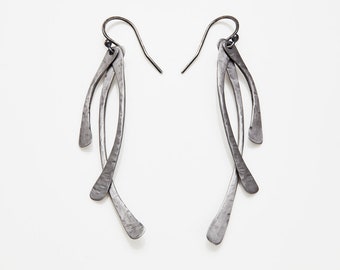 Rustic, Hand Forged Steel Earrings. A Unique 11th Anniversary Gift for Her. Handmade to Order.