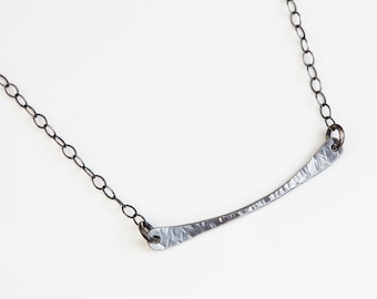 6th wedding anniversary gift. Short boho layering necklace. Curved bar iron anniversary necklace. Traditional iron necklace gift for her.
