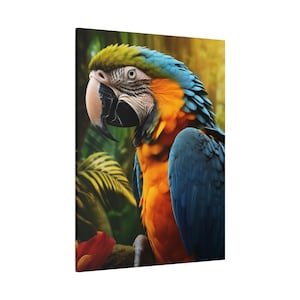 Canvas Print, Colorful Parrot Wall Art, Tropical Bird Painting, Home Decor, Wildlife Lover Gift
