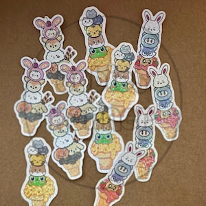 SVT | Seventeen Miniteen Unit Ice Cream Holographic Stickers| Laminated Die Cut Sticker | Seventeen Character Stickers| Kpop, Bujo Sticker|