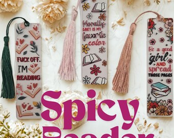 Spicy Book-Themed Acrylic Bookmark with Tassel