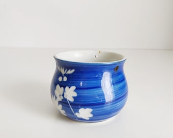 Vintage Chinese Porcelain Hanging Plant Pot, miniature hangable planter