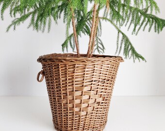 Vintage Plant Cover Basket, vintage cachepot, boho plant basket