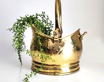 Hammered Brass ScuttleBucket, vintage helmet scuttle