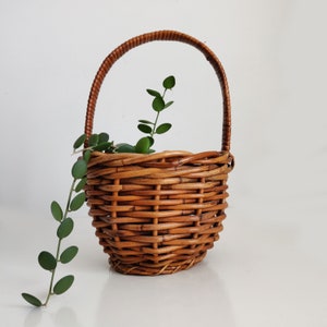 Vintage Woven Plant Basket, Cachepot, Easter Basket