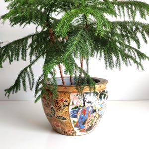 Large mid century Chinese Jardiniere Fish Bowl Planter, 12 inch