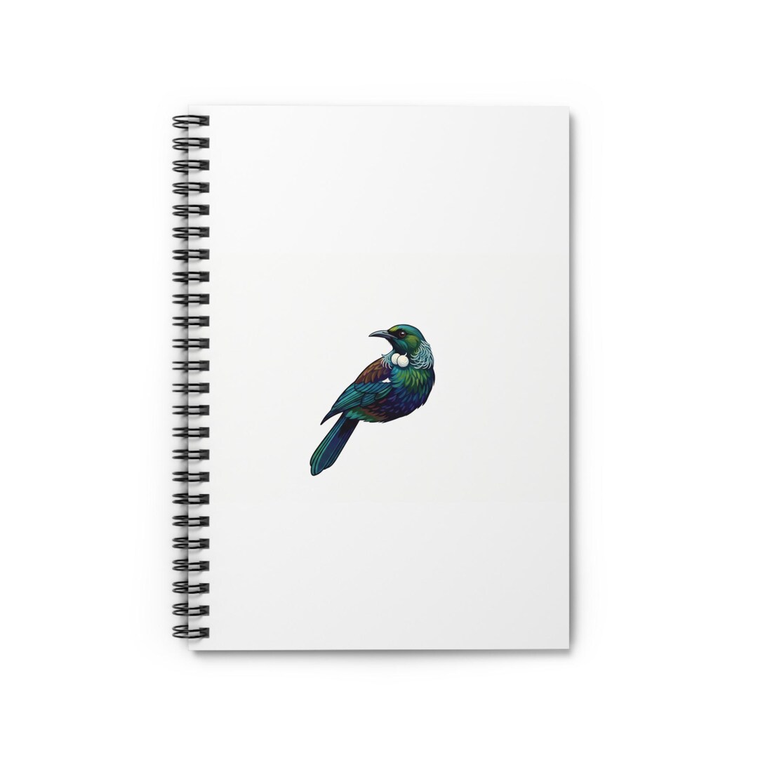 Bird Draw Notebook New Zealand Tui Bird Art Spiral Notebook - Ruled Lines, Vibrant Journal ...