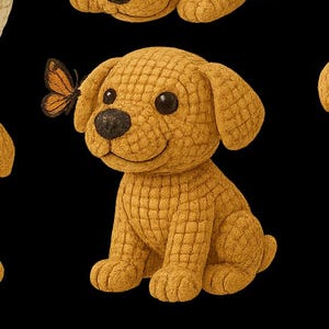 Cliparts Cachorrinho de Crochê PNG: Vira-lata Caramelo Fofo para Planner, Papelaria, Caneca, Sublimação, Impressão. 5 Poses em PNG (300 DPI)