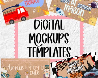 Custom Banner Mockups Template-Digital Template-Hand Painted Banner-Banners-Birthday Banners-Made to Order- Templates- Banner Artists