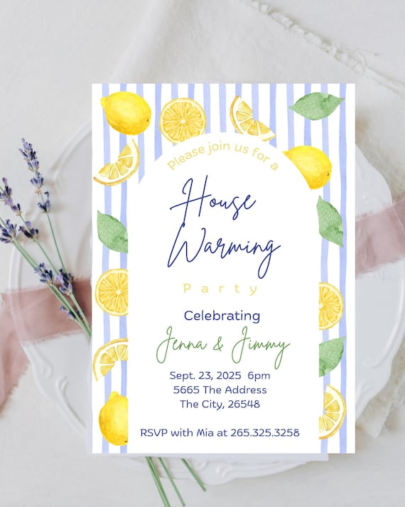 Housewarming Invitation-Lemon theme-Housewarming-Housewarming lemon theme-Editable Template–Instant Download-Digital Download-Invitation