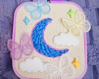 Arte de aro celestial hecho a mano: decoración de pared de luna de 5 pulgadas