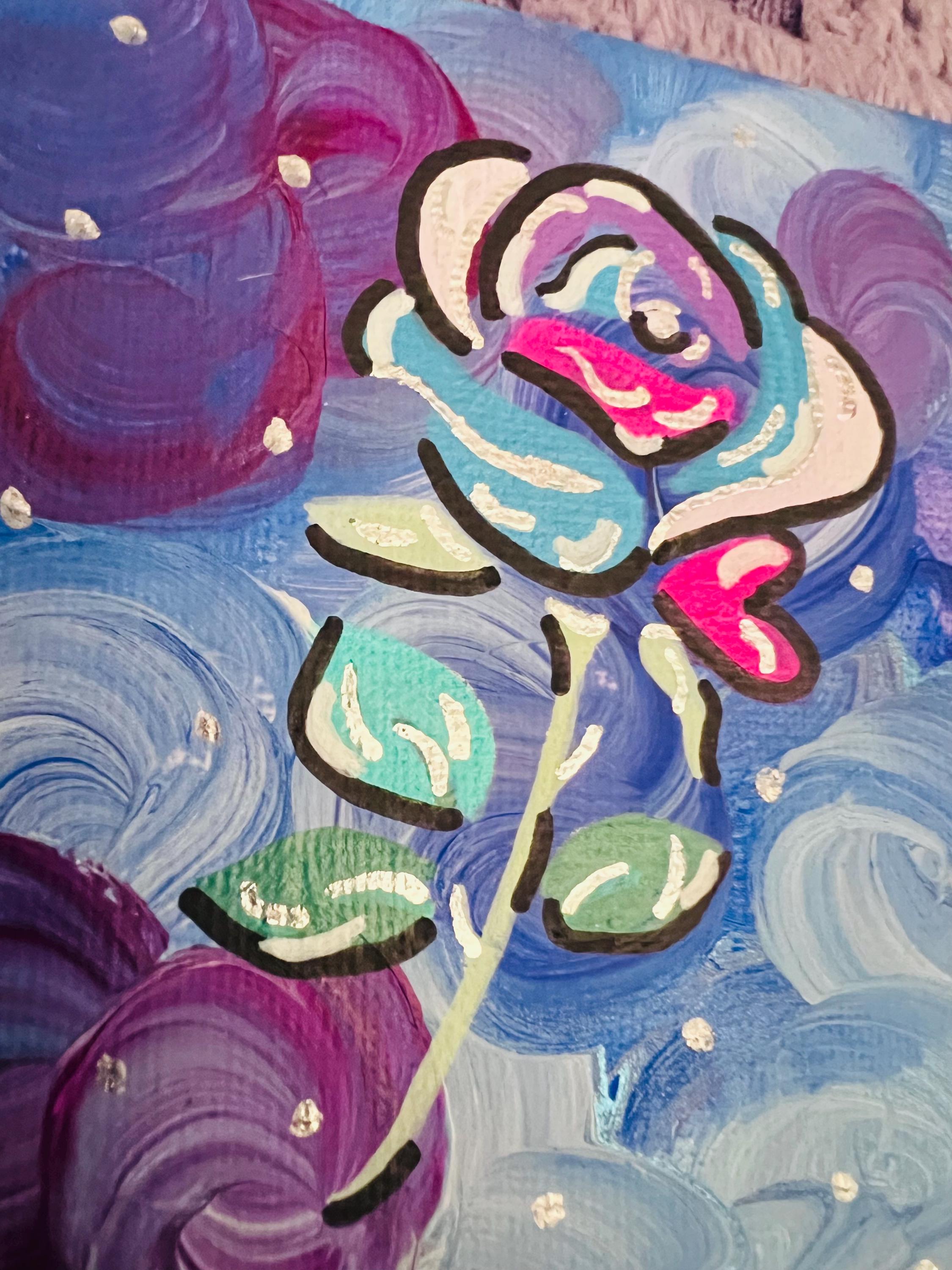 Starry Rose Whimsical Starry Rose Painting | Original Flower Art - Etsy