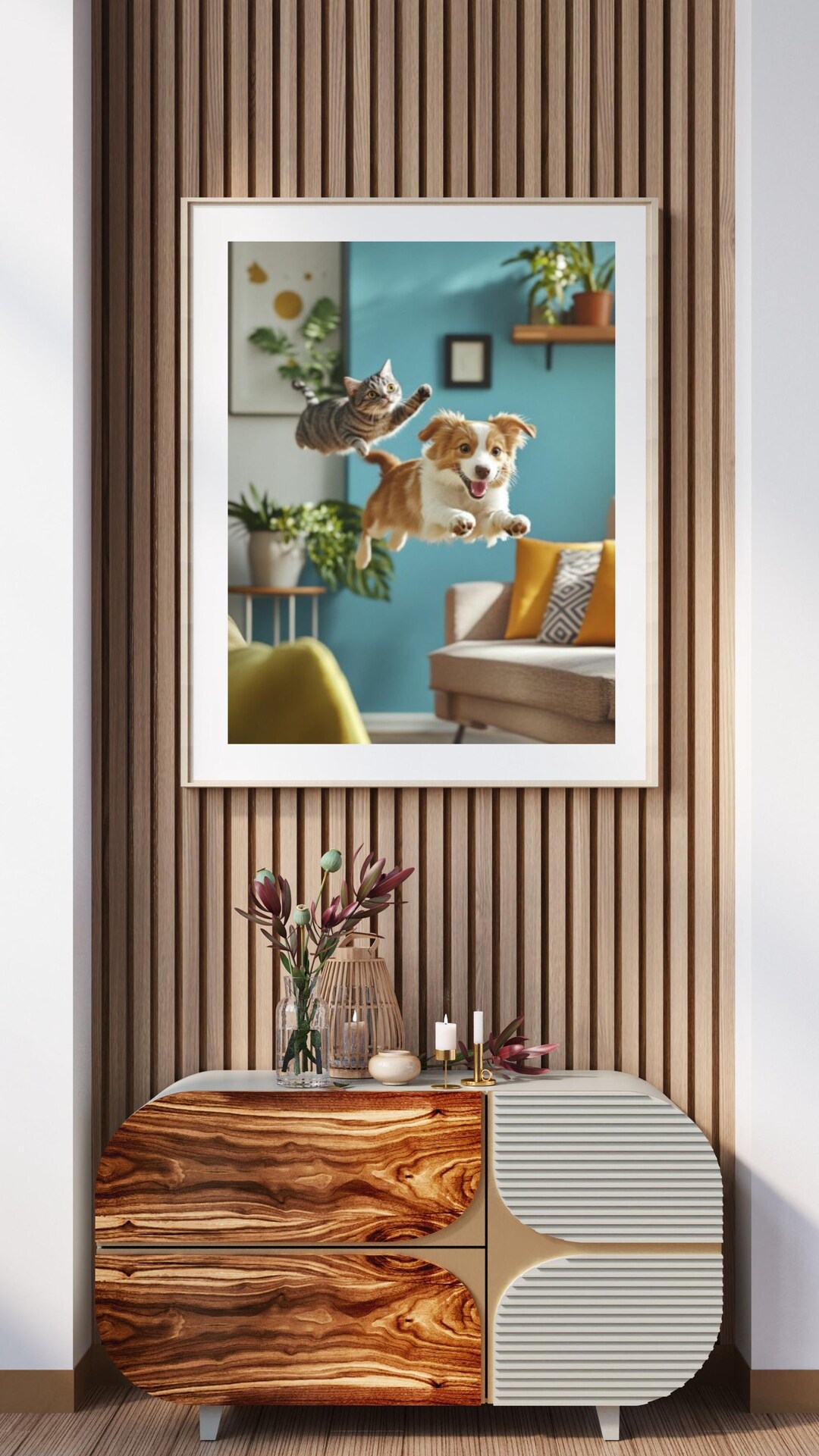 Funny Cat and Dog Poster – Printable Wall Art | Pet Room Decor ...