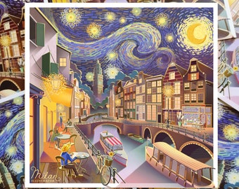 5x Amsterdam van Gogh Greeting Cards Set