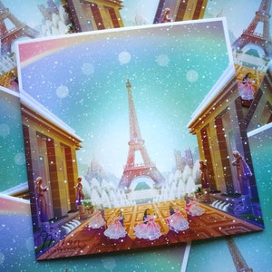 Jeu de 5 cartes Réveillon de Noël à Paris