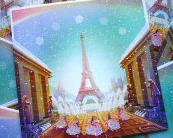 5x Christmas Eve in Paris Cards Set