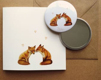 Foxes Card & Mirror Set