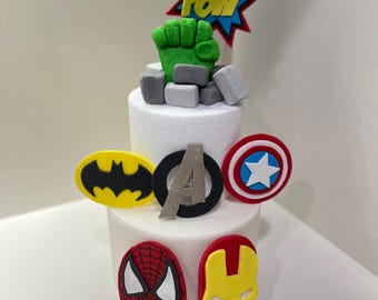 Handgemachte Held Hand Fondant Cake Topper: Superheld Party Dekor