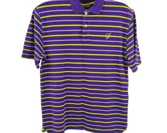 Vintage 90er Jahre Southpole Signature Series Großes Gestreiftes Poloshirt