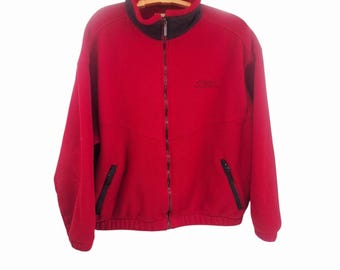 Vintage Eddie Bauer Polertec Full Zip Fleece Herren XL Rot Zip Taschen Jacke USA