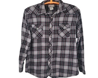 Vintage Wrangler Western Kariertes Perlen Druckknopf Flanellhemd Größe XXL 2XL