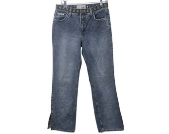 Vintage 90er Jahre L.E.I. Medium Wash Flare Side Slit Denim Jeans Damen Größe 13