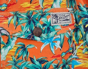 Vintage Polo Ralph Lauren Badehose XL Elefant Tropisch All Over Print