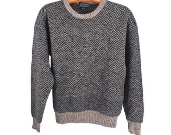 Sweter męski Vintage Agenda Cable Knit z mieszanki wełny, z okrągłym dekoltem w stylu lat 90.