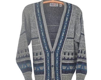 Vintage 90er Jahre Michael Gerald Größe Medium Azteken Strickjacke Pullover