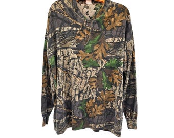 Vintage 90er Jahre Jerzees Outdoors Camo Herren 2XL Big Woods Langarmshirt