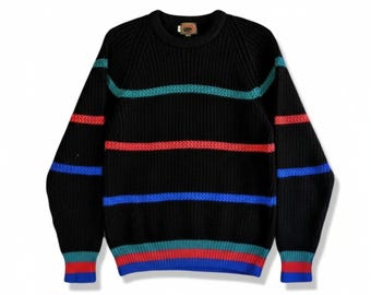 Vintage Boston Traders 100% Reine Wolle Pullover Herren Medium Bunt