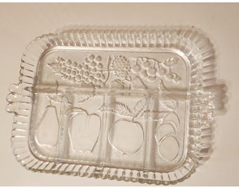 Indiana Glass Vintage 60's 5 Teiliges Relish Tablett mint Klar 32 3/4 "x 9"