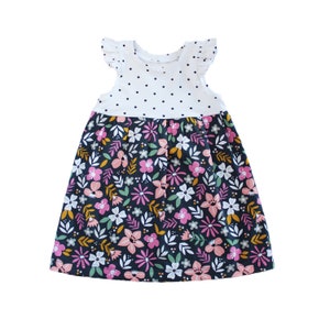 Snapdragon Dress 12m-8 PDF Girls Dress Pattern, Knits, Flutter, Short, Cap, Long Sleeve