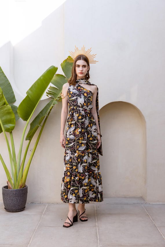 wrap dress summer Amazon for to for warm summer MAXI TIERED Denim DRESS nursing friendly holiday dress Size:M (US 6)