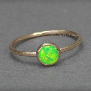 Gold Opal Ring - 6mm Opal Stacking Ring, Rose Gold Opal Ring, Thin Opal Ring, Stackable Opal Ring, 14k Gold-Filled Opal Ring, Opals, October