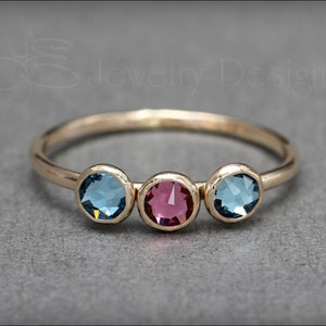 Multi Birthstone or Opal Ring - Multi Opal Ring, 3 Stone, Mothers Ring, Silver Birthstone Ring, Gold Birthstone Ring, Three Birthstones
