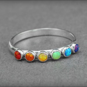 Multi Opal Ring - Multi Birthstone Ring, Rainbow Opal Ring, Mothers Ring, Rainbow Ring, Multi Stone Ring, Pride Ring, LGBTQ