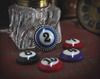 Sterling Mini Pool Ball Necklace or Ring - Reclaimed Billiard Balls, Silver 8 Ball, Lucky Number, Unique Artisan Jewelry, Lucky Number 7
