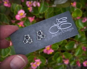 Sterling Silver Cherry Blossom Stud Earrings – Floral Cluster (11mm)