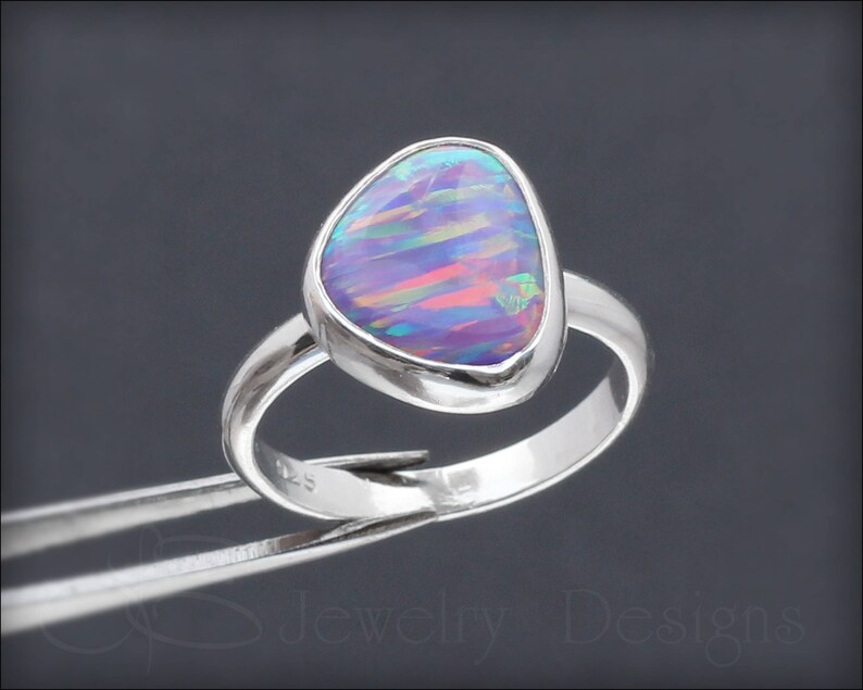 yellow opal silver opal ring OPAL RING opal statement ring opal aura stripes purple opal unique opal