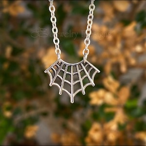 Sterling Spider Web Necklace - Silver Spider Web, Halloween Jewelry, Spooky Jewelry, Minimalistic Jewelry, Small Spider Web Pendant