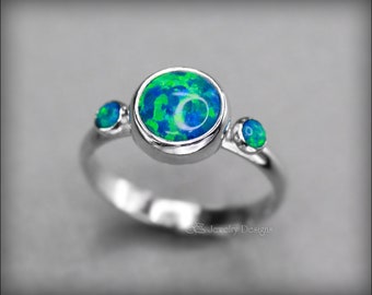 Opal Trio Ring - Multi Opal Ring, 3 Opals, Multi Stone Ring, 3 stone, Sterling Opal Ring, Three Opal Ring, Silver Opal Ring, Opal Jewelry