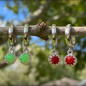Opal Huggie Earrings - Huggable Opal Hoops, Opal Drops, Sterling Opal Earrings, Silver Opal Drop Earrings, Small Opal Drop Earrings, Opals