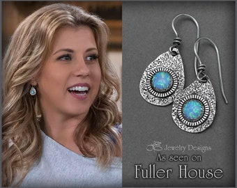 Opal Teardrop Earrings - as seen on Fuller House, artisan opal earrings, silver opal earrings, sterling opal earrings, opal drop earrings