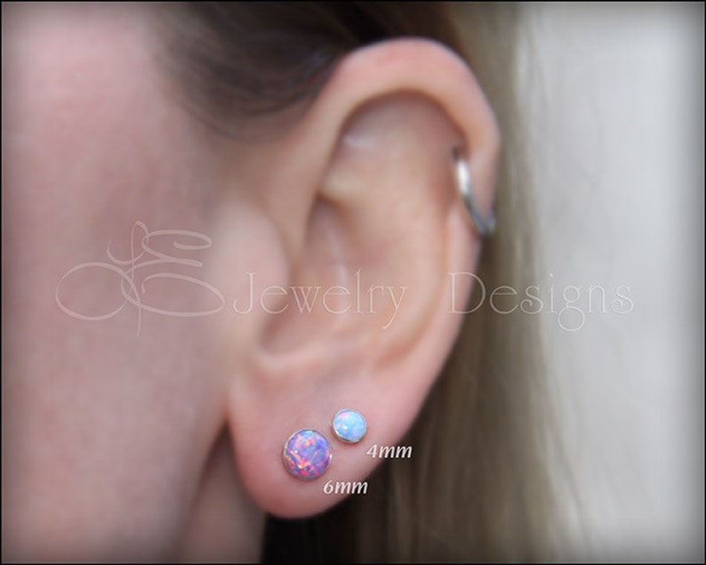 Titanium Opal Stud Earrings Hypoallergenic Opal Studs, Dainty Opal Earrings, Tiny Opal Earrings, 4mm Opal Earrings, Small Opal Opal Studs image 7