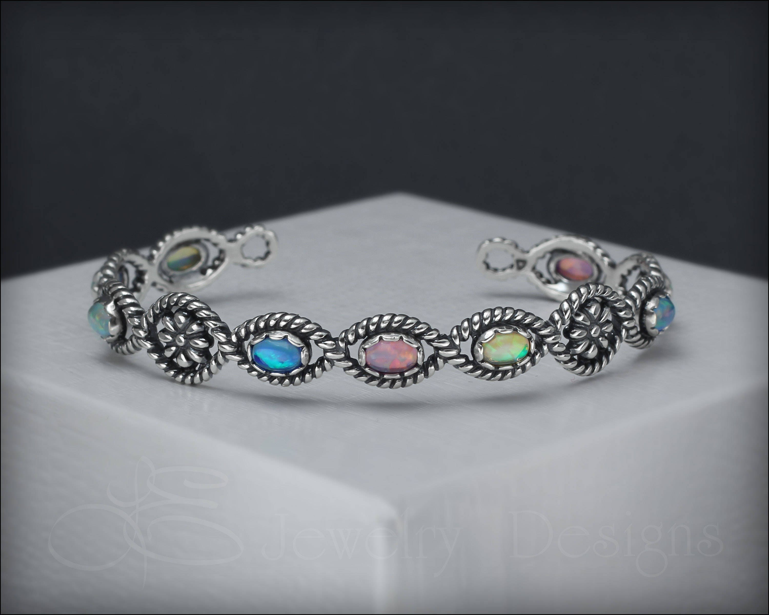 OPAL BRACELET sterling cuff crystal opals colorful opal Etsy