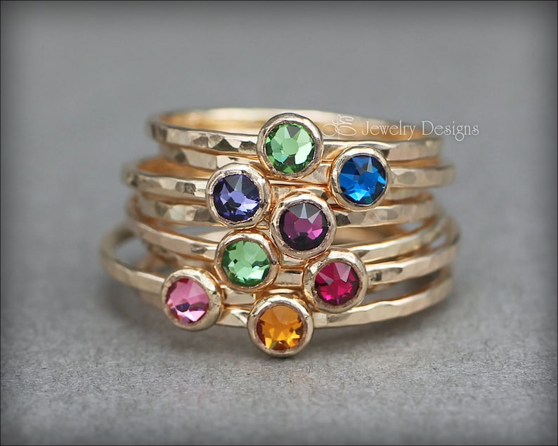 Gold Birthstone Ring 14k Gold Filled Birthstone Ring, Birthstone Stacking Ring, Thin Stacking Rings, Dainty Birthstone Ring, Gifts for Mom image 5