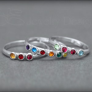 Multi Birthstone Ring Multi Stone Ring Mothers Rings Multi Opal Rings Sterling Birthstone Rings Birthstone Band Family Ring image 1