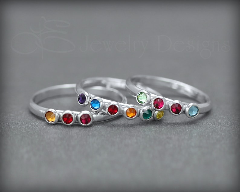 Multi Birthstone Ring Multi Stone Ring Mothers Rings Multi Opal Rings Sterling Birthstone Rings Birthstone Band Family Ring image 1