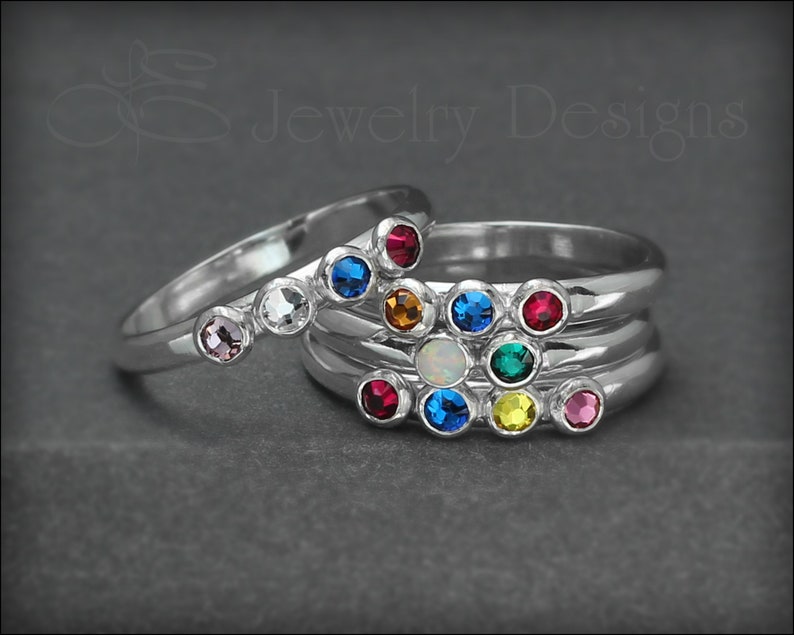 Multi Birthstone Ring Multi Stone Ring Mothers Rings Multi Opal Rings Sterling Birthstone Rings Birthstone Band Family Ring image 10